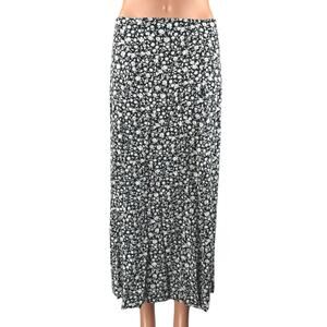 Castro Women's Black White Floral High Waisted Straight Peasant Midi Skirt Sz S
